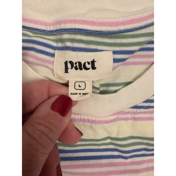 Pact Women’s Striped Short Sleeve Sleep Shirt Size Large Organic Cotton - Picture 3 of 5